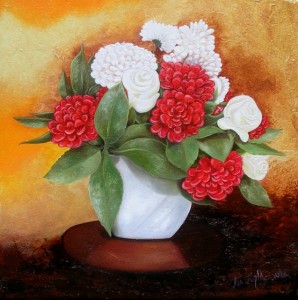 Bouquet rouge et or (30X30)   