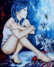 Clara, entre fleurs et sang (40X50)                         