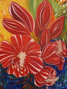 Fleurs rouges estivales (60X80)